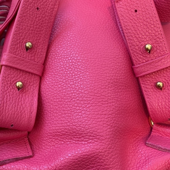 Paris Valtadoros Mykonos Fuchsia Pebbled Leather Fringe Small Staple Backpack main image 7